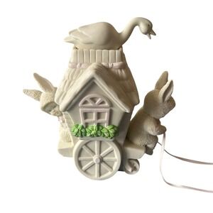 Dept 56 Snowbabies 1996 Goose on House Rolling Figurine Vintage Bisque Porcelain